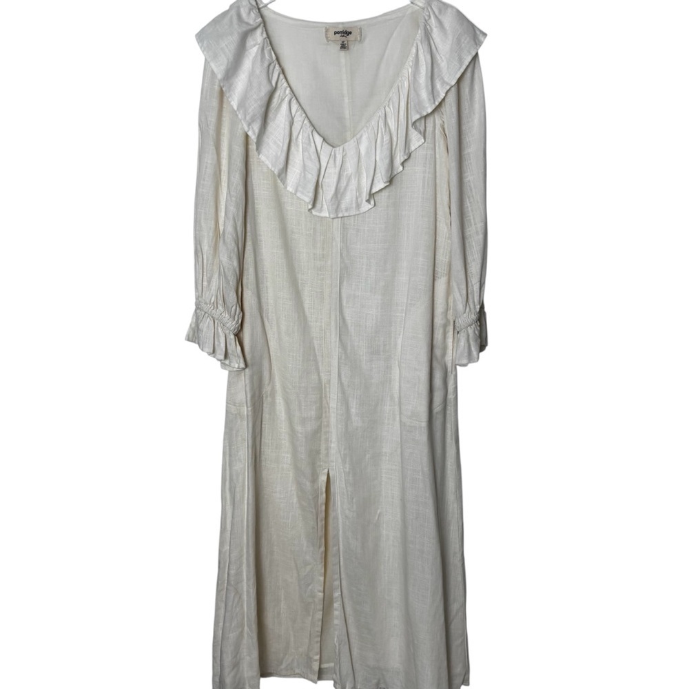 Anthropologie Porridge Ivory Ruffle Long Sleeve Dress - Picture 3 of 13